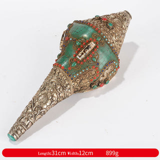 Buddha Gift Tibetan Handmade Shankha Om Mani Padme Hum Buddha Avalokitesvara Turquoise Conch Shell Positive Decoration
