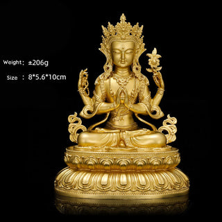 Buddha Gift Shakyamuni Amitabha Medicine Buddha Figurine Serenity Copper Statue Home Decoration