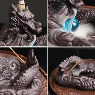 Buddha Gift Dragon Playing Ball Flower Protection Incense Burner Decoration