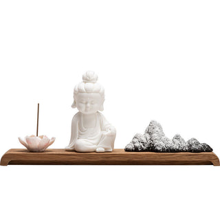 Buddha Gift Lotus Flower Tathagata Kwan Yin Avalokitesvara Ksitigarbha Meditation Ceramic Stick Incense Burner Decoration