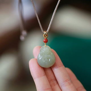 Buddha Gift Laughing Buddha Hetian Jade Wealth Prosperity String Necklace Pendant
