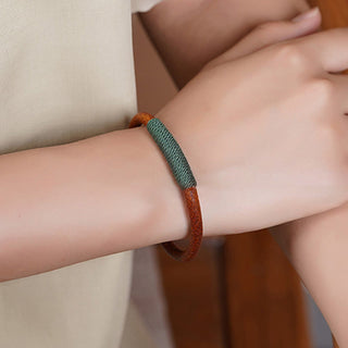 Buddha Gift Tibetan Leather Handmade Five Elements Luck Braid String Buckle Bracelet