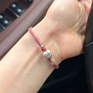 Buddha Gift 999 Sterling Silver Persimmon Luck Multicolored Braided Bracelet