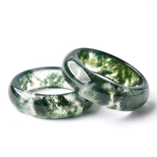 Buddha Gift Moss Agate Healing Balance Ring