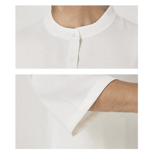 Buddha Gift 2Pcs Buttons Men's Three Quarter Sleeve Shirt Top Pants Meditation Zen Tai Chi Cotton Linen Clothing Set