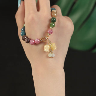 Buddha Gift Natural Colorful Tourmaline Flower Bead Love Bracelet