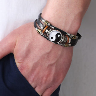 Buddha Gift Yin Yang Leather Balance Bracelet