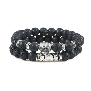 Buddha Gift 2Pcs Natural Crystal Agate Buddha Protection Bracelet