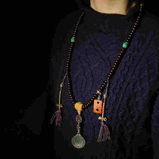 Buddha Gift Tibet 108 Mala Beads Purple Bodhi Seed Bagua Vajra Auspiciousness Bracelet
