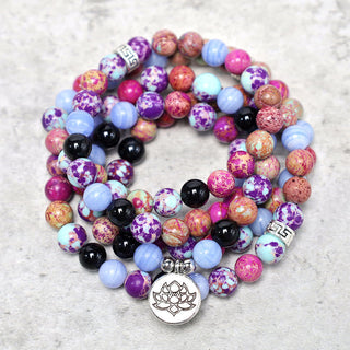 Buddha Gift Natural Purple Miano Real Stone Lotus Mala