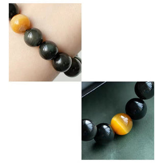 Buddha Gift Natural Rainbow Obsidian Tiger Eye Positive Love Bracelet