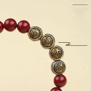 Buddha Gift 925 Sterling Silver Natural Cinnabar Four Beasts Blessing Bracelet