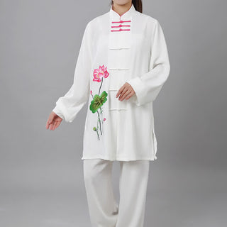 Buddha Gift Lotus Flower Leaf Pattern Tai Chi Meditation Prayer Spiritual Zen Practice Clothing Women's Set