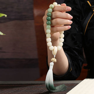 Buddha Gift Natural Gradient Bodhi Seed Fortune Money Bag Lotus Wisdom Tassel Wrist Mala