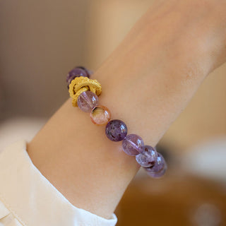 Buddha Gift Purple Phantom Copper Gold-plated Dragon Wisdom Bracelet