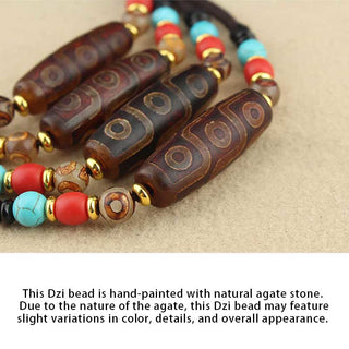 Buddha Gift Tibetan Nine-Eye Dzi Bead Three-eyed Dzi Bead Protection String Necklaces Pendant