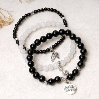 Buddha Gift 3PCS Natural Quartz Crystal Beaded Healing Energy Lotus Bracelet