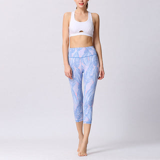 Buddha Gift Leaves Butterfly Print Sports Yoga Cropped Leggings Women's Yoga Capri Pants