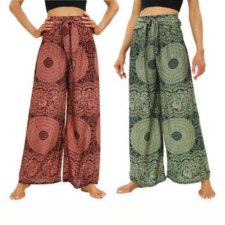 Buddha Gift Boho Lace-up Wide Leg Pants Women's Yoga Pants