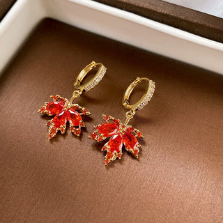 Buddha Gift Maple Leaf Zircon Luck Necklace Pendant Ring Earrings