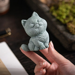 Buddha Gift Small Cat Home Tea Pet Figurine Desk Decoration
