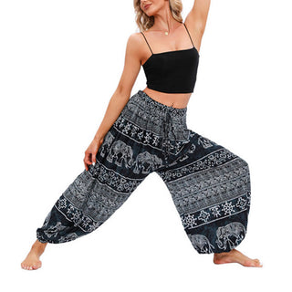 Buddha Gift Elephant Geometry Pattern Casual Loose Harem Trousers Women's Yoga Pants