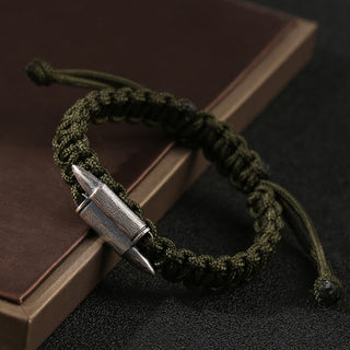 Buddha Gift 925 Sterling Silver Bullet Design Braided Rope Bracelet