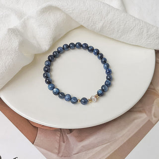 Buddha Gift 14K Gold Plated Copper Aquamarine White Crystal White Agate Blue Crystal Healing Bracelet