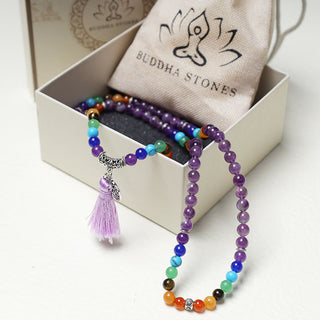 Buddha Gift Healing Crystal Mala Prayer Beads 108 Meditation Healing Multilayer Bracelet Necklace