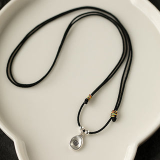 Buddha Gift 999 Sterling Silver Peace And Joy Fu Character Luck Fortune 925 Sterling Silver Chain Necklace Pendant