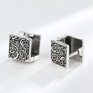 Buddha Gift Grass Pattern Square Stud Earrings