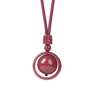 Buddha Gift Cinnabar Om Mani Padme Hum PiXiu Blessing Lucky Bead Necklace Pendant