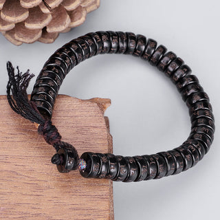 Buddha Gift Tibetan Coconut Shell Beads Engraved Om Mani Padme Hum Mantra Positive String Bracelet