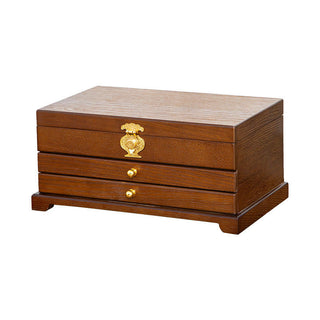 Buddha Gift Retro Wooden Jewelry Box Three-Layer Jewelry Storage Box