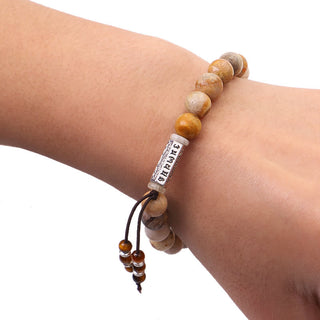Buddha Gift Weathered Stone Om Mani Padme Hum Strengthen Bracelet