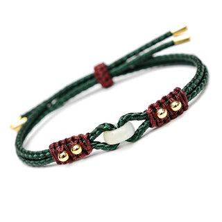 Buddha Gift Round Peace Buckle Jade Abundance Wealth String Bracelet