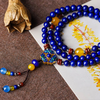 Buddha Gift Lazurite Yellow Agate Positive Bracelet