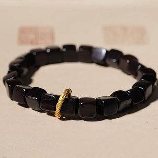 Buddha Gift Tibetan Ebony Wood Square Beads Peace Calm Bracelet
