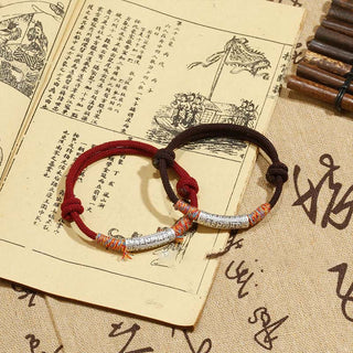 Buddha Gift Handmade 999 Sterling Silver Om Mani Padme Hum Protection Rope Bracelet