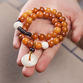 Buddha Gift Cyan Bodhi Seed Lotus Jade Peace Buckle Wisdom Double Wrap Bracelet