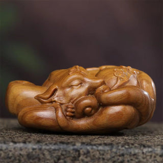 Buddha Gift Mini Nine Tailed Fox Green Sandalwood Peace Decoration Car Hanging Decoration