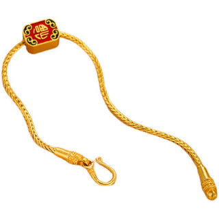 Buddha Gift Tibetan 18K Gold Om Mani Padme Hum Lucky Koi Fish Fu Character Ingot Copper Coin Peace Bracelet