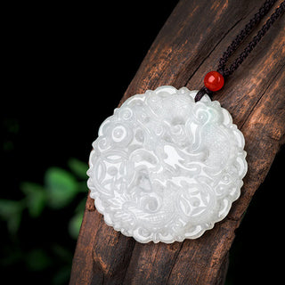 Buddha Gift White Jade Dragon Protection Necklace String Pendant