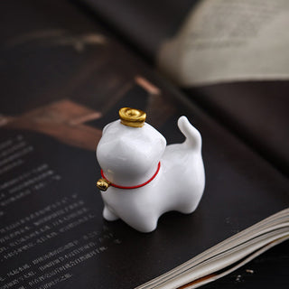 Buddha Gift Mini Lucky Cat Ingot Tea Pet Ceramic Home Desk Figurine Decoration