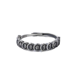 Buddha Gift Vintage Copper Coin Design Luck Adjustable Ring