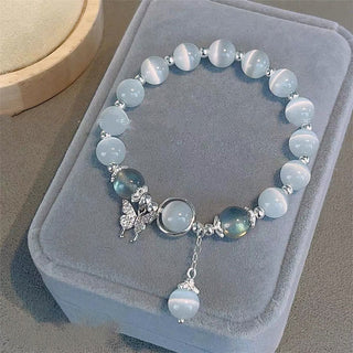 Buddha Gift Cat's Eye Moonstone Butterfly Star Charm Support Bracelet