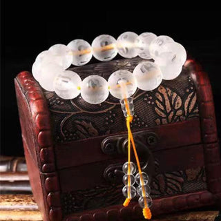 Buddha Gift Tibet White Crystal Black Onyx Om Mani Padme Hum Meditation Bracelet