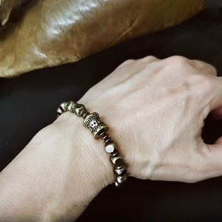 Buddha Gift Tibetan Om Mani Padme Hum Carved Copper Brass Amulet Focus Bracelet