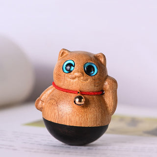 Buddha Gift Mini Lucky Cat Kitten Phoebe Zhennan Wood Blessing Decoration