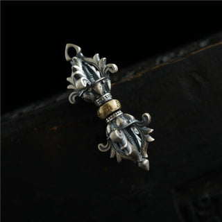 Buddha Gift 925 Sterling Silver Om Mani Padme Hum Dorje Vajra Engraved Strength Pendant Hanging Decoration